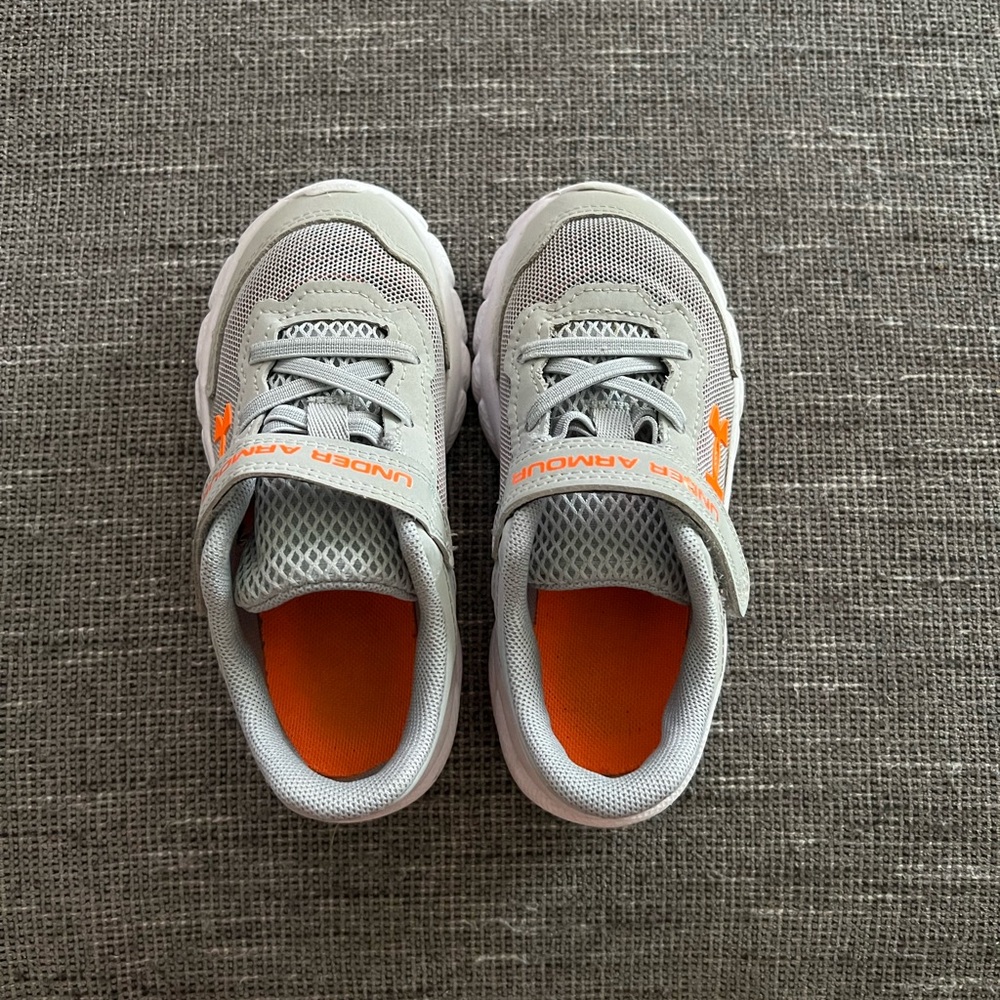 Under Armour Gray and Orange Velcro Sneakers